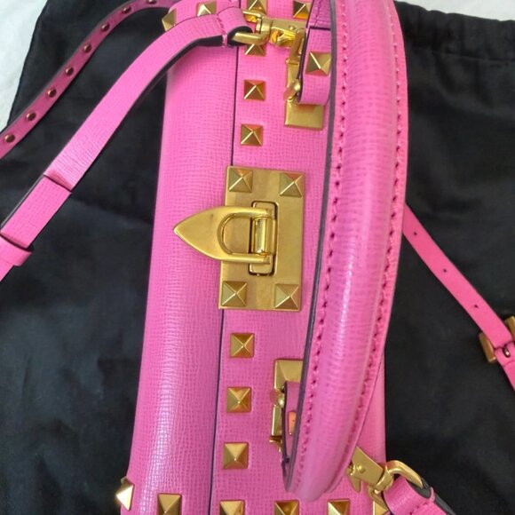 VALENTINO GARAVANI Alcove Rockstud Leather Box Top Handle Bag Pink - Picture 3 of 14